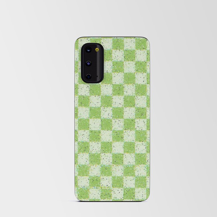 Glitch Check Distressed Checked Pattern in Lime Green Android Card Case