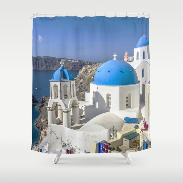 Santorini, Oia Village, Greece Shower Curtain