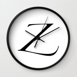 The Letter 'Z' Monogram (Black Text with White Background) Wall Clock