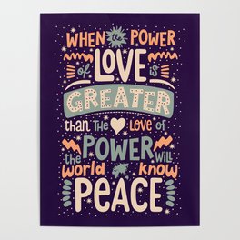 Peace Love Power Typography Quote Poster