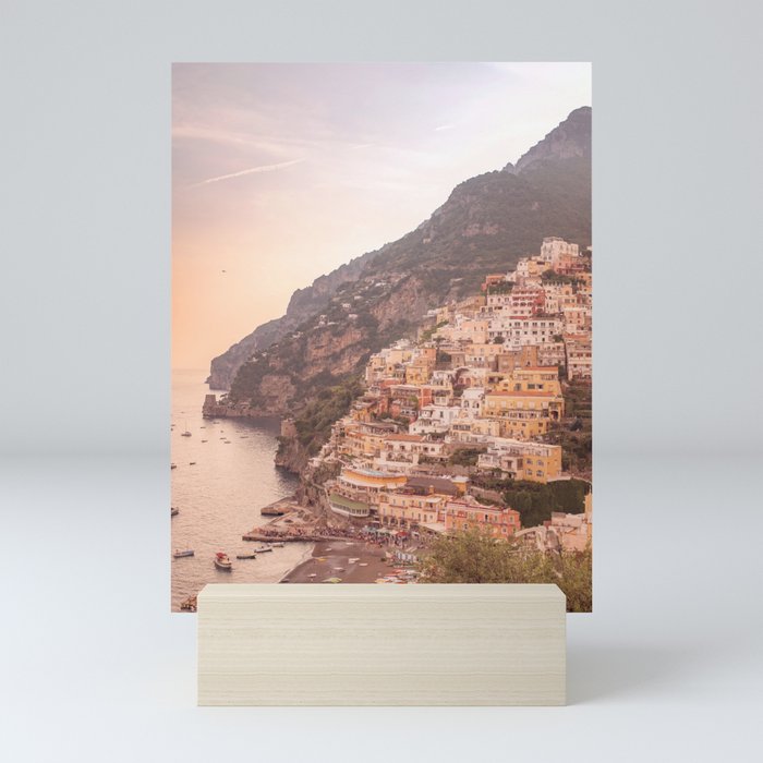 Positano at sunset | Amalfi Coast | Italy | Europe | Travel photography wall art Mini Art Print