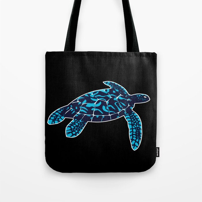 Sea Turtle Swimming in the Dark Depths of the Ocean Tote Bag