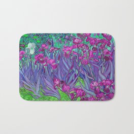 Vincent Van Gogh Irises Painting Violet Fuchsia Palette Bath Mat