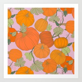 Pumpkin Patch Pattern Art Print