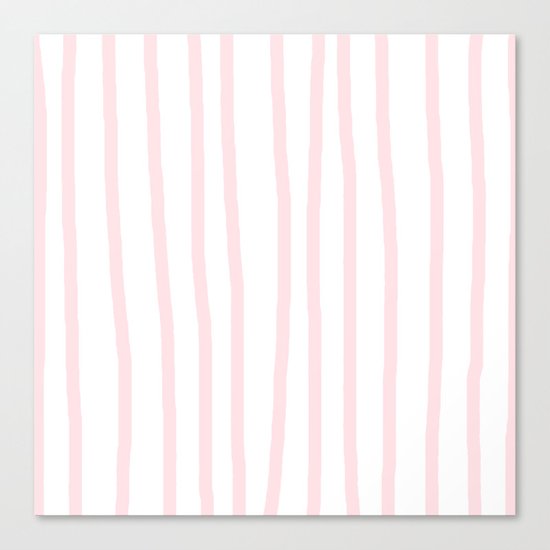 Simply Drawn Vertical Stripes in Flamingo Pink Canvas Print