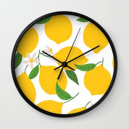 Lemon fruit colorful nature cartoon pattern Wall Clock