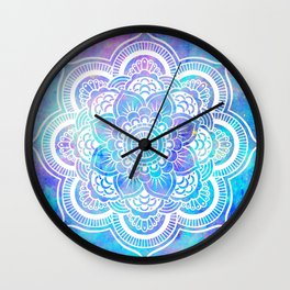 Mandala Pink Lavender Aqua Galaxy Space Wall Clock