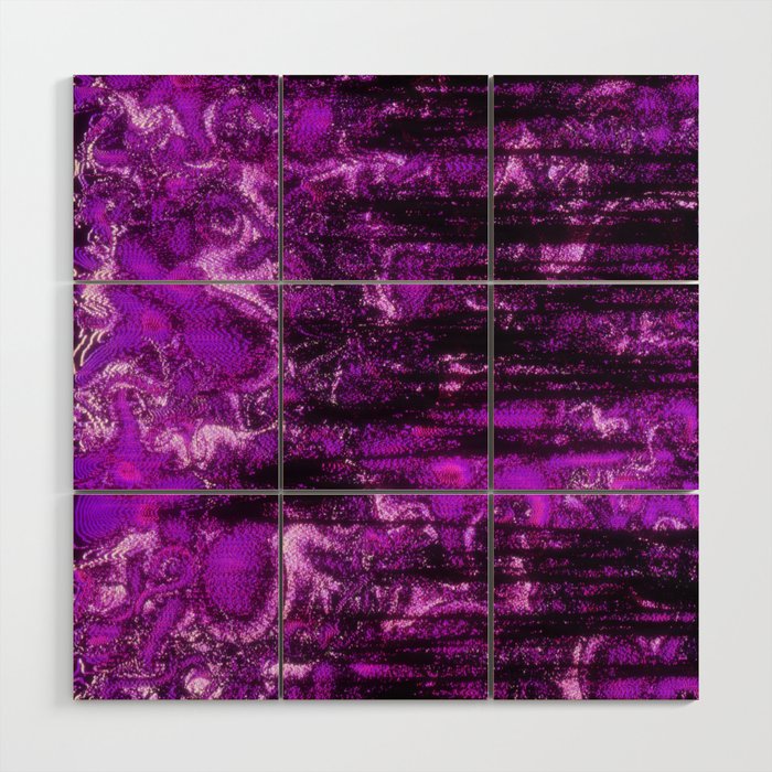 Purple Glitch Distortion Wood Wall Art
