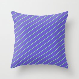 [ Thumbnail: Light Green and Slate Blue Colored Lines/Stripes Pattern Throw Pillow ]