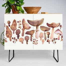 Watercolor Mushrooms Credenza