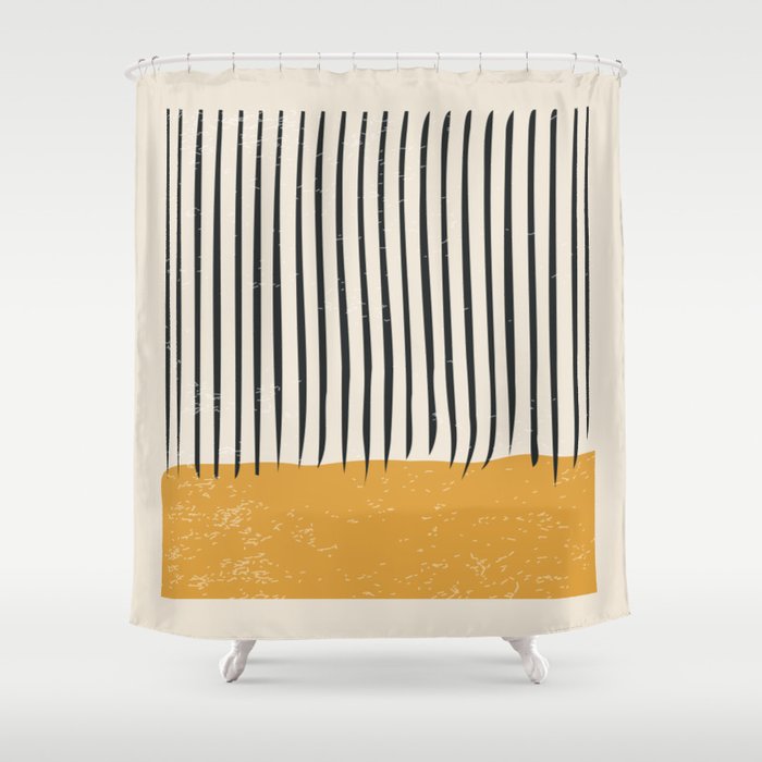 Mid Century Modern Minimalist Rothko Inspired Color Field With Lines Geometric Style Shower Curtain