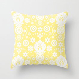 Floral Eyelet Lace Pattern Yellow Throw Pillow