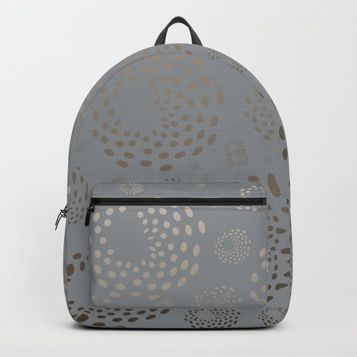 Geometric Round Abstract Hazelnut Circles On Pewter Gray Background Backpack
