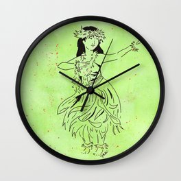 The Hula Kahiko of Laka  (traditional hula dancer in grass skirt) Wall Clock