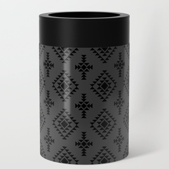 Dark Grey and Black Native American Tribal Pattern Can Cooler