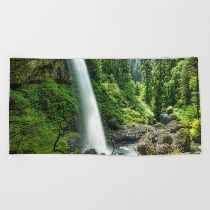 Looking Out From Under North Falls Beach Towel By Belindagreb