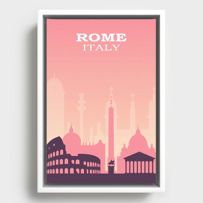 Pink Rome Italy Framed Canvas