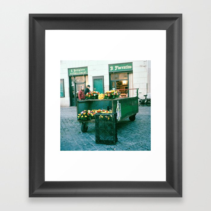 Italy: Flower Cart Framed Art Print