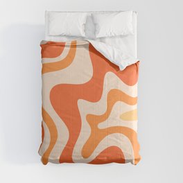 Tangerine Liquid Swirl Retro Abstract Pattern Comforter