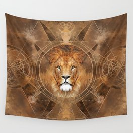 Lion Sacred Geometry Digital Art Wall Tapestry | Illiminaty, Sketch, Sacredart, Painted, Mandala, Animal, Sriyantra, Magic, Shriyantra, Drawing 