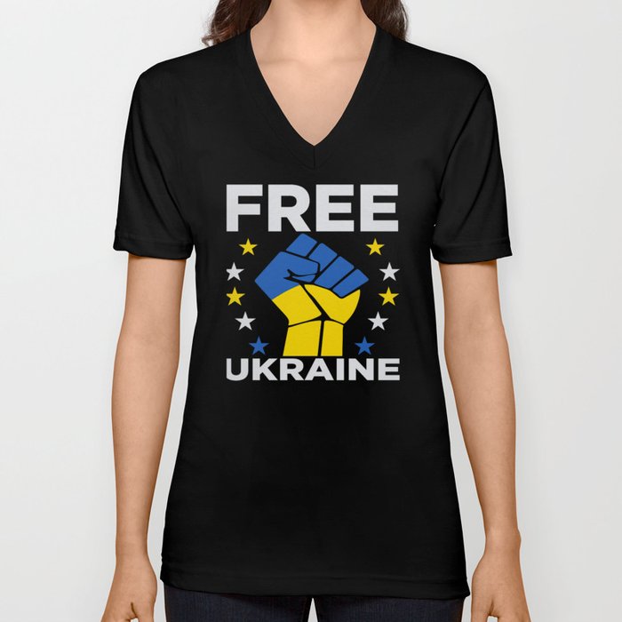 Free Ukraine Stop War V Neck T Shirt