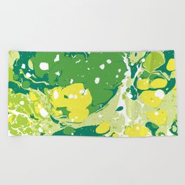 Boho marble colored pattern shades of green Beach Towel