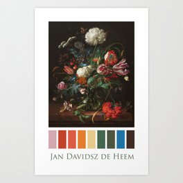 Vase of Flowers, Jan Davidsz de Heem, Color Palette with Text Art Print