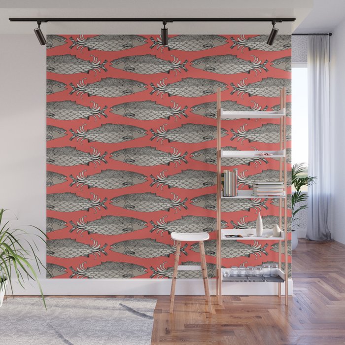 steampunk salmon coral Wall Mural