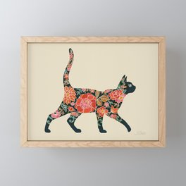 Floral Cat Walking - Tropical Framed Mini Art Print