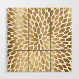Floral Bloom White and Gold Wood Wall Art