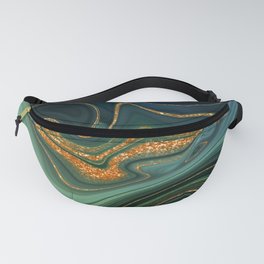 Emerald Gold And Teal Marble Dance Fanny Pack