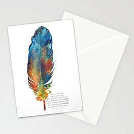 Native American Feather Art - Heart Blessings - Sharon Cummings Stationery Card