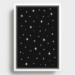 Starry night pattern black night Framed Canvas