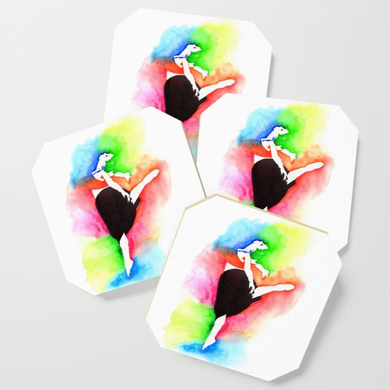 Ballerina Watercolor Art Dancer Stencil Art Coaster By