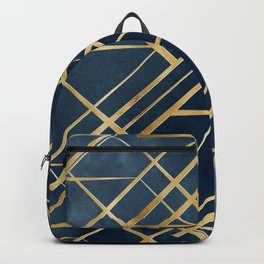Modern Gold Geometric Blue Design Backpack