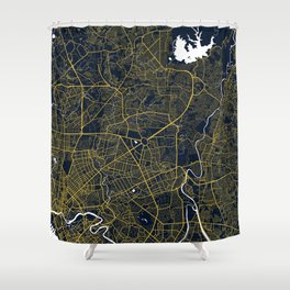 Quezon City Map of the Philippines - Gold Art Deco Shower Curtain