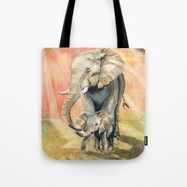 Mom and Baby Elephant Tote Bag