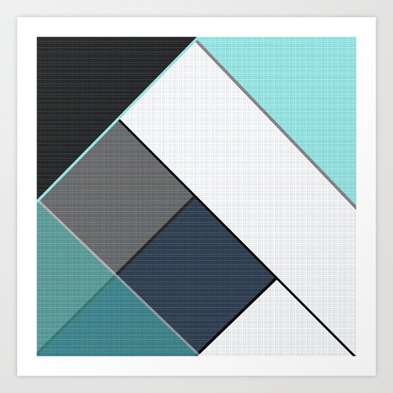 Grey-blue-black pattern . Abstraction . Patchwork . Art Print