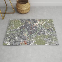 Rome city map engraving Rug