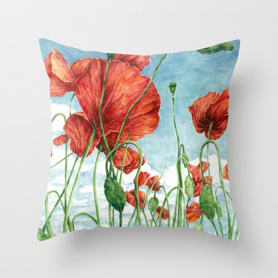 Poppy Field Throw Pillow