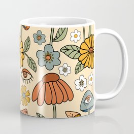 70s Psychedelic Mushrooms & Florals Coffee Mug