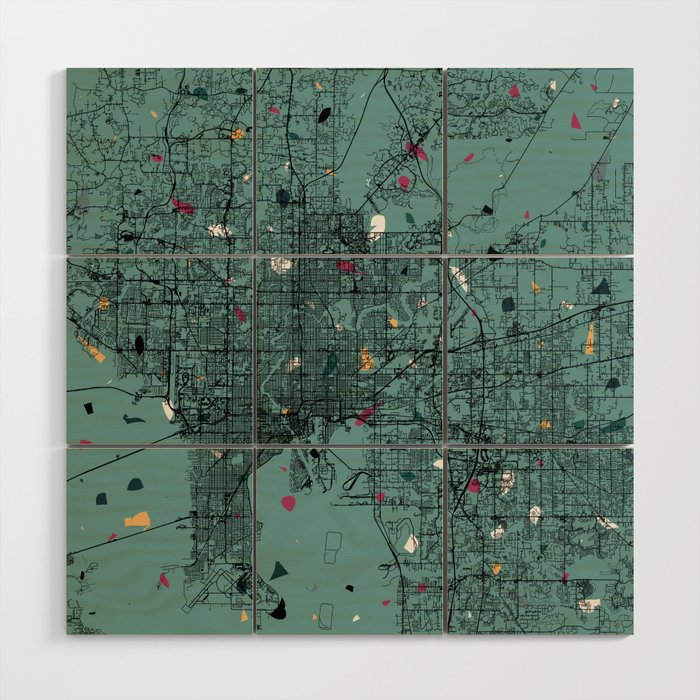 TAMPA - us city map in terrazzo style Wood Wall Art