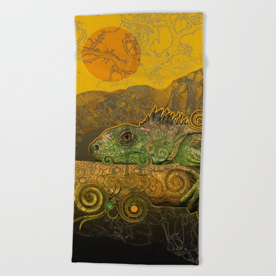 Just Chilling and Dreaming...(Lizard) Beach Towel