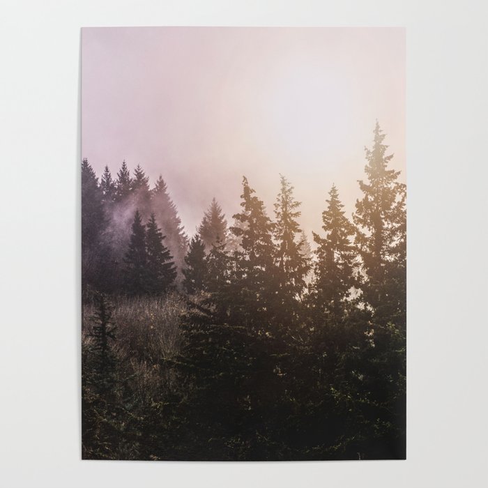 Magickal Mountain Forest Sunset Poster