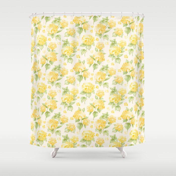 yellow and green shower curtain