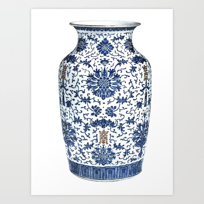 Porcelain Ceramics Decorative Vases Blue And White Floral Prints Tabletop Decors