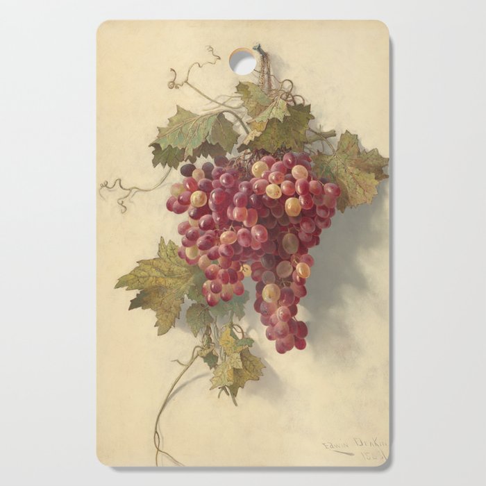  Grapes Against White Wall - Edwin Deakin Cutting Board
