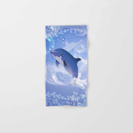 Funny cartoon dolphin Hand & Bath Towel