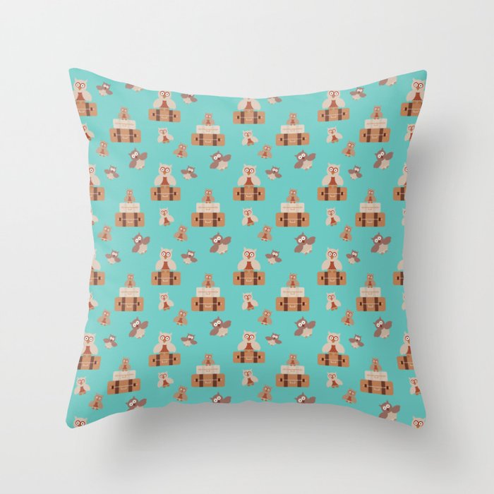 Traveling owls Throw Pillow