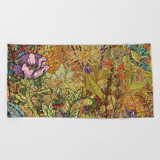 Floral Garden Beach Towel